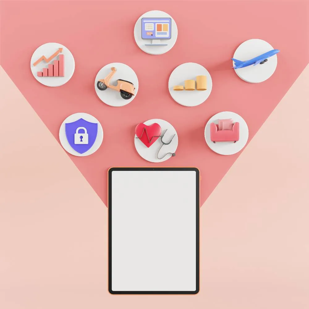 Mobile Phone On Pastel Background With 3d Graphics