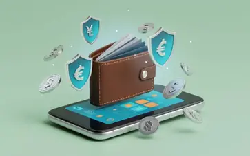 Carteira digital no ecrã de um telemóvel